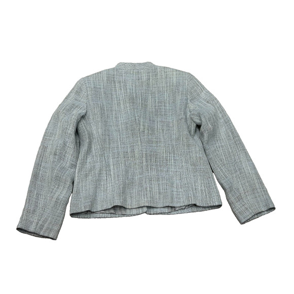 Lafayette 148 Women's Blue Gray Tweed Long Sleeve Hook & Eye Jacket Size 4 - Picture 2 of 10